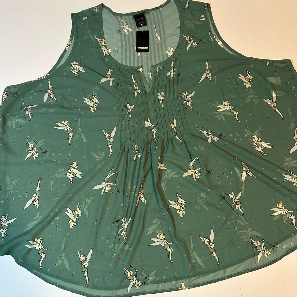 Torrid Disney Tinkerbell Fairy Pintuck Blouse Tank Top